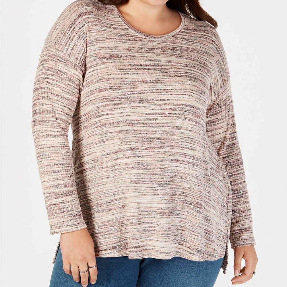 NWT Style & Co Plus Size Space-Dyed Step-Hem Top